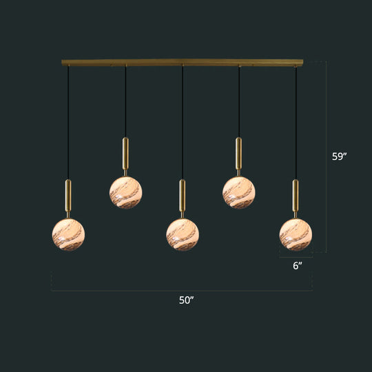 Sleek Brass Ball Pendant Light For Open Kitchen - Simplicity Glass Ceiling Fixture 5 / Tan