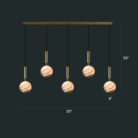 Sleek Brass Ball Pendant Light For Open Kitchen Simplicity Glass Ceiling Fixture 5 / Tan