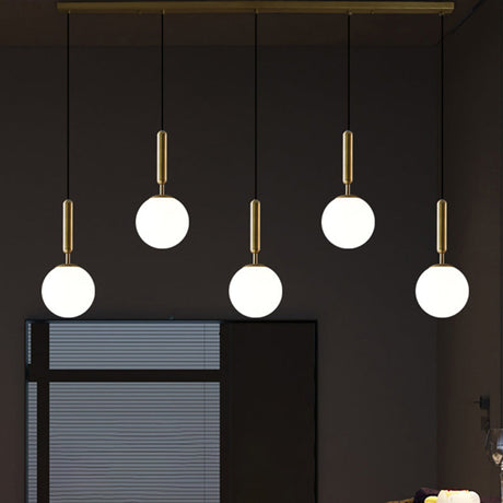 Sleek Brass Ball Pendant Light For Open Kitchen Simplicity Glass Ceiling Fixture