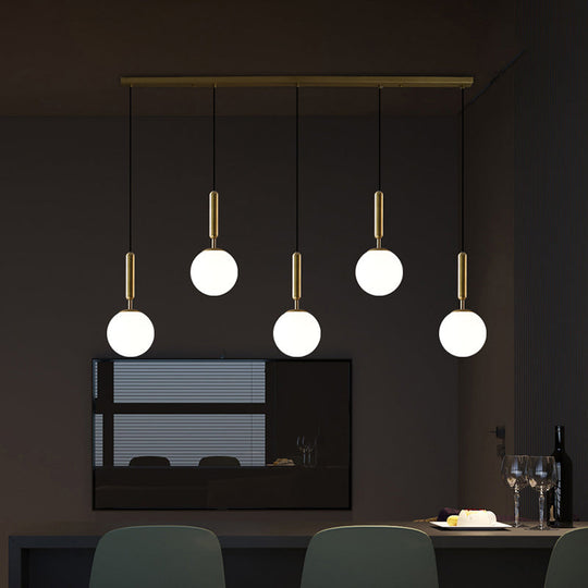 Sleek Brass Ball Pendant Light For Open Kitchen - Simplicity Glass Ceiling Fixture