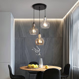 Black Postmodern Gourd Pendant Lamp With 3 Glass Heads For Dining Room Suspension / 12