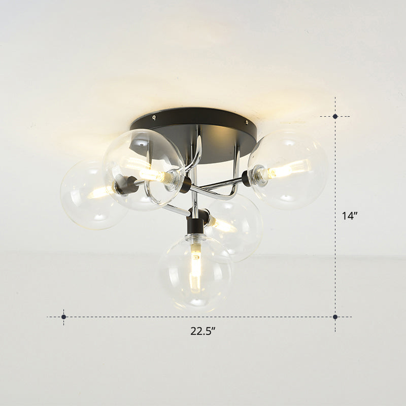 Modern Clear Glass Semi - Flush Ceiling Light - Stylish Flush Mount Fixture For Dining Room 5 /