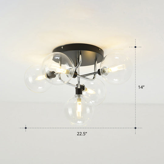 Modern Clear Glass Semi - Flush Ceiling Light - Stylish Flush Mount Fixture For Dining Room 5 /