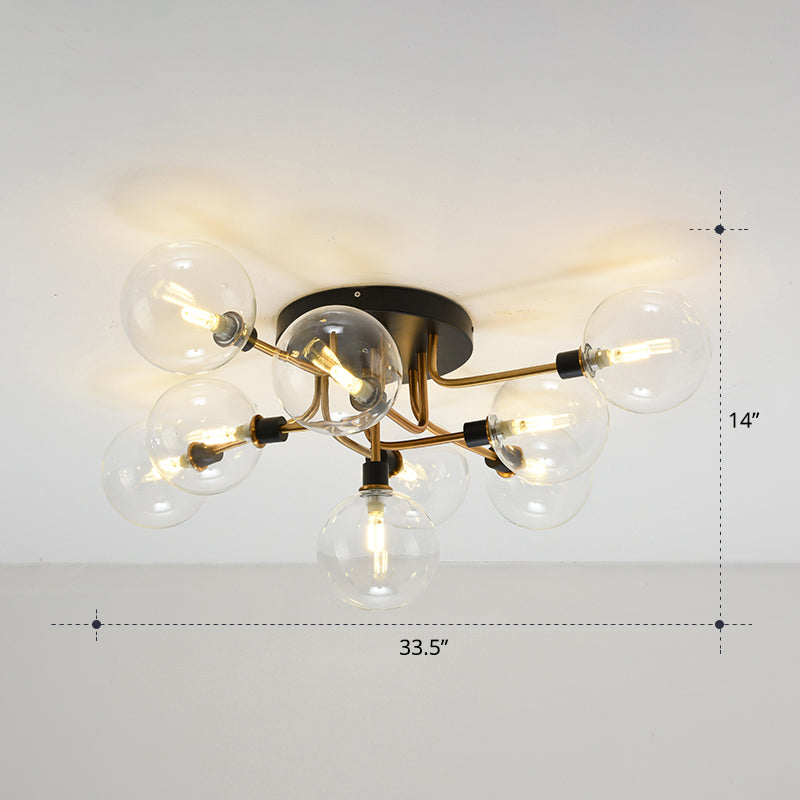 Modern Clear Glass Semi-Flush Ceiling Light - Stylish Flush Mount Fixture For Dining Room 9 / Gold