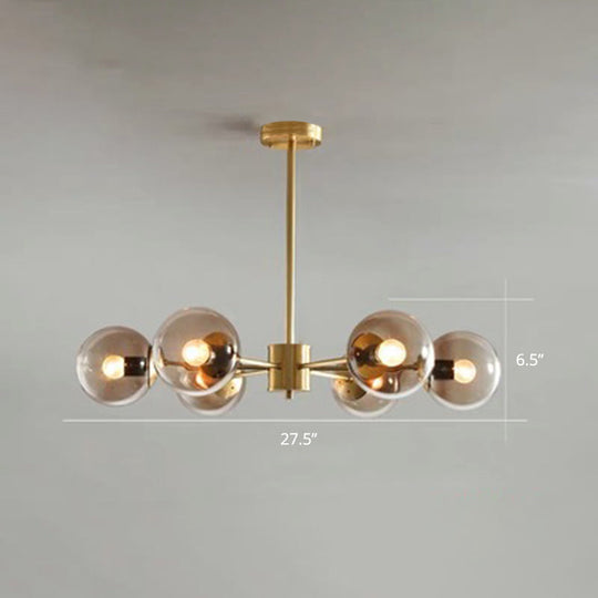 Postmodern Radial Ball Glass Chandelier - Stylish Ceiling Light For Dining Room 6 / Coffee