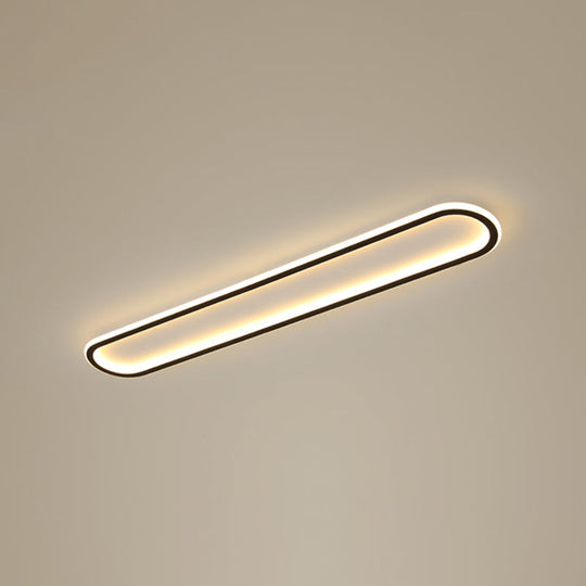 Minimalist Black Led Flush Mount Ceiling Light For Corridor With Acrylic Oblong Shape / 39’