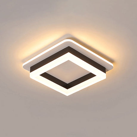 Compact Metal Led Flush Mount Ceiling Light With Acrylic Diffuser - Minimalist Design Black - White