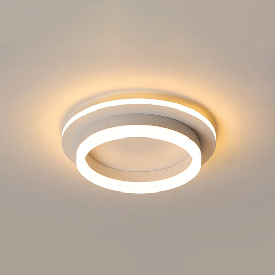 Compact Metal Led Flush Mount Ceiling Light With Acrylic Diffuser - Minimalist Design White / Warm
