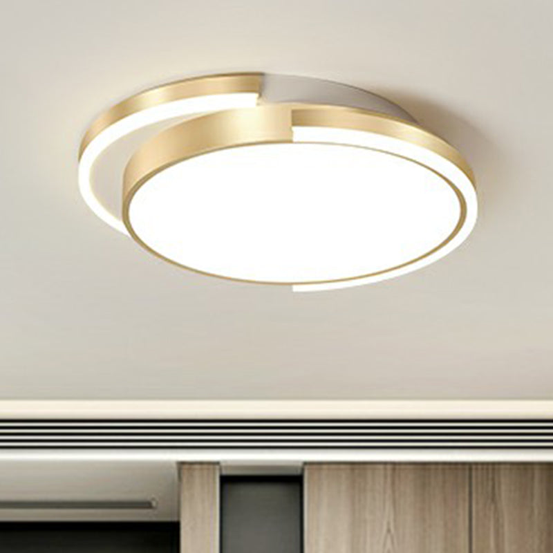Golden Round Led Flush Mount Ceiling Light For Bedroom Simplicity Acrylic Lighting Fixture Gold /