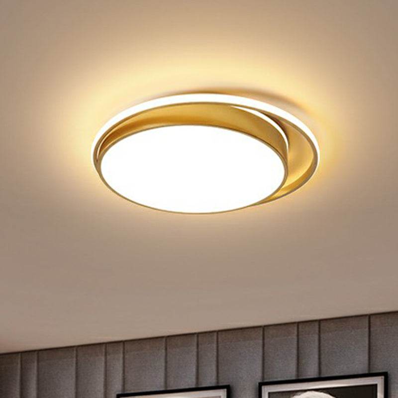 Gold Finish Led Ceiling Mount Light For Bedroom With Round Acrylic Shade