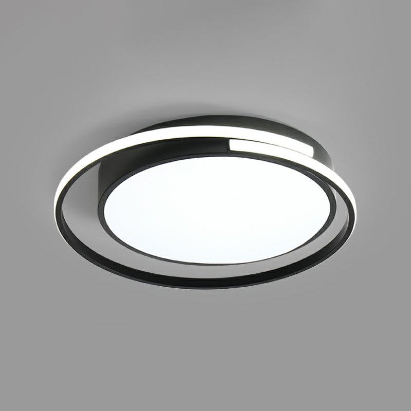 Minimalist Black Round Led Ceiling Lamp With Acrylic Flush Mount And Halo Ring / 16.5 White