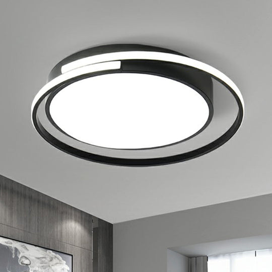 Minimalist Black Round Led Ceiling Lamp With Acrylic Flush Mount And Halo Ring