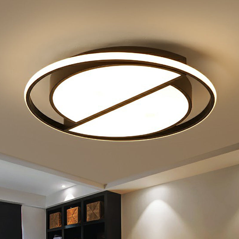 Minimalist Black Led Acrylic Flush Ceiling Lamp - Stylish Flushmount For Living Room