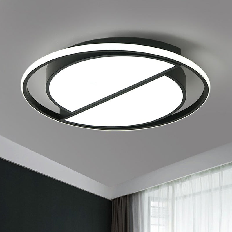 Minimalist Black Led Acrylic Flush Ceiling Lamp - Stylish Flushmount For Living Room