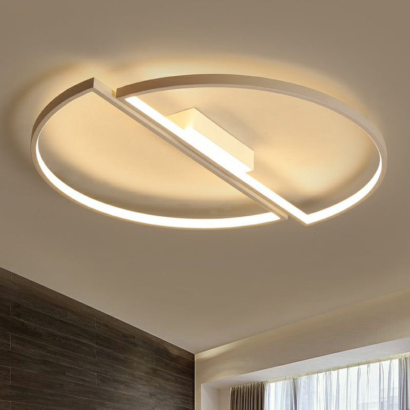 Minimalistic Black And White Led Semi - Circle Flush Mount Ceiling Light With Aluminum Finish