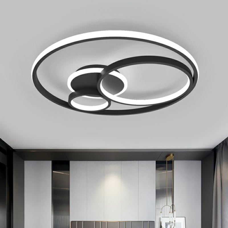Sleek Black Acrylic Ring Led Flush Mount Ceiling Light For Bedrooms