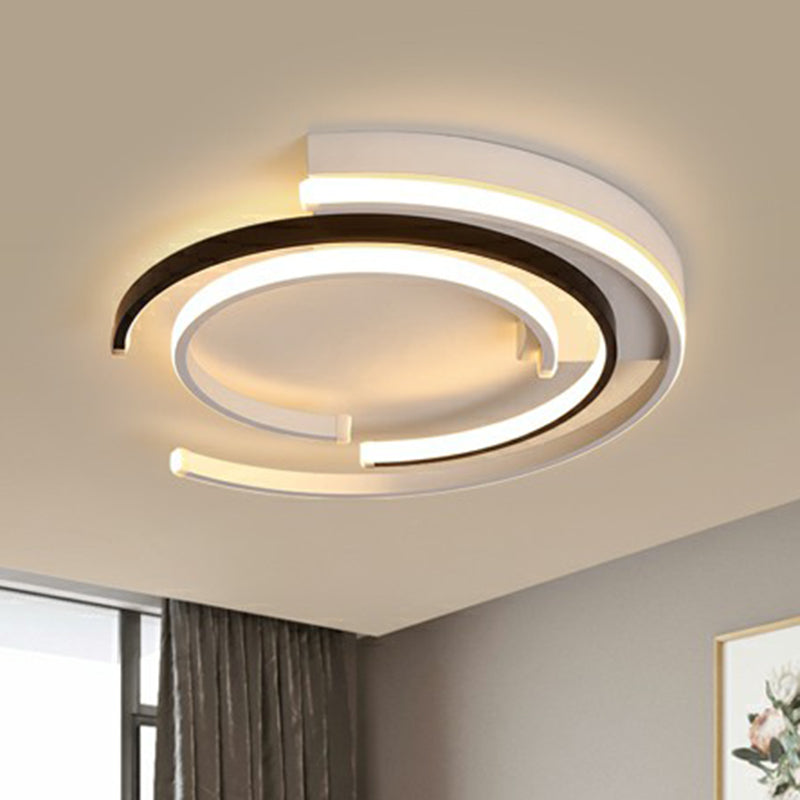 Minimalistic C - Shaped Flush Mount Ceiling Light In Black And White For Bedrooms