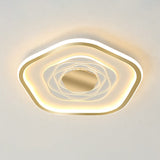 Minimalist Metal Led Flush Ceiling Light - Pentagonal Bedroom Fixture Gold / 16 Warm