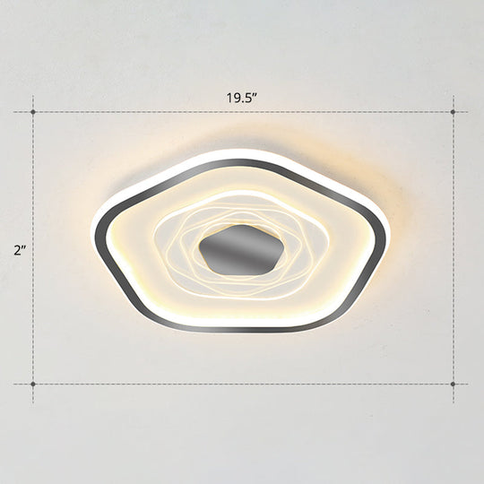 Minimalist Metal Led Flush Ceiling Light - Pentagonal Bedroom Fixture Black / 19.5’ Third Gear