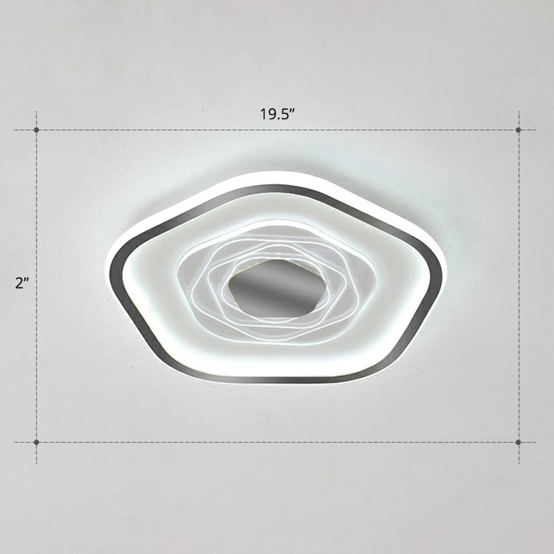 Minimalist Metal Led Flush Ceiling Light - Pentagonal Bedroom Fixture Black / 19.5’ White