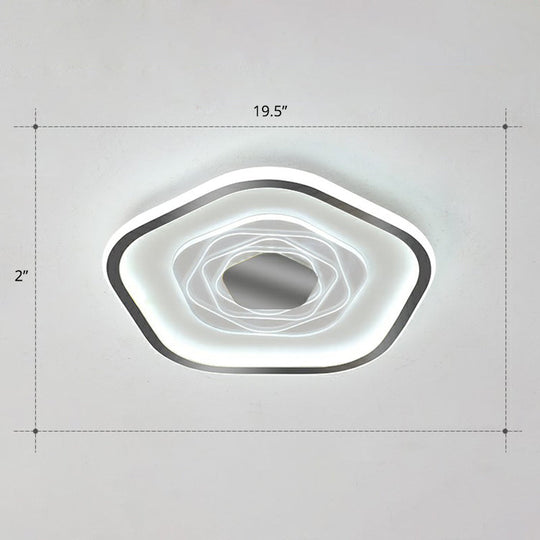 Minimalist Metal Led Flush Ceiling Light - Pentagonal Bedroom Fixture Black / 19.5’ White