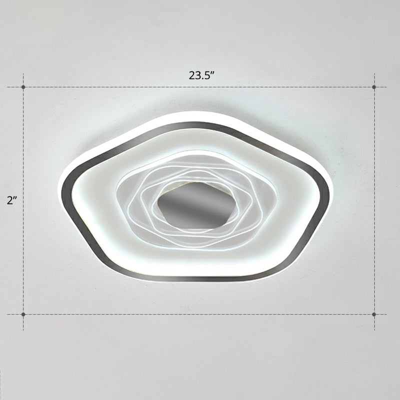 Minimalist Metal Led Flush Ceiling Light - Pentagonal Bedroom Fixture Black / 23.5’ White