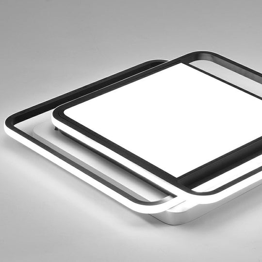 Black Acrylic Nordic Led Ceiling Light For Bedroom - Square Flush Mount Fixture