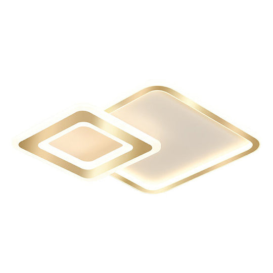 Minimalistic Golden Led Square Ceiling Light For Bedroom - Acrylic Flush Mount Fixture