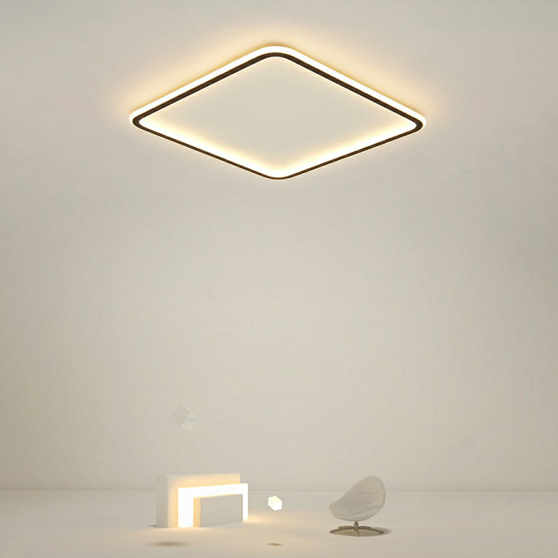 Minimalist Black Square Led Flush Ceiling Lamp - Ultrathin Acrylic Bedroom Light Fixture / 16 Remote