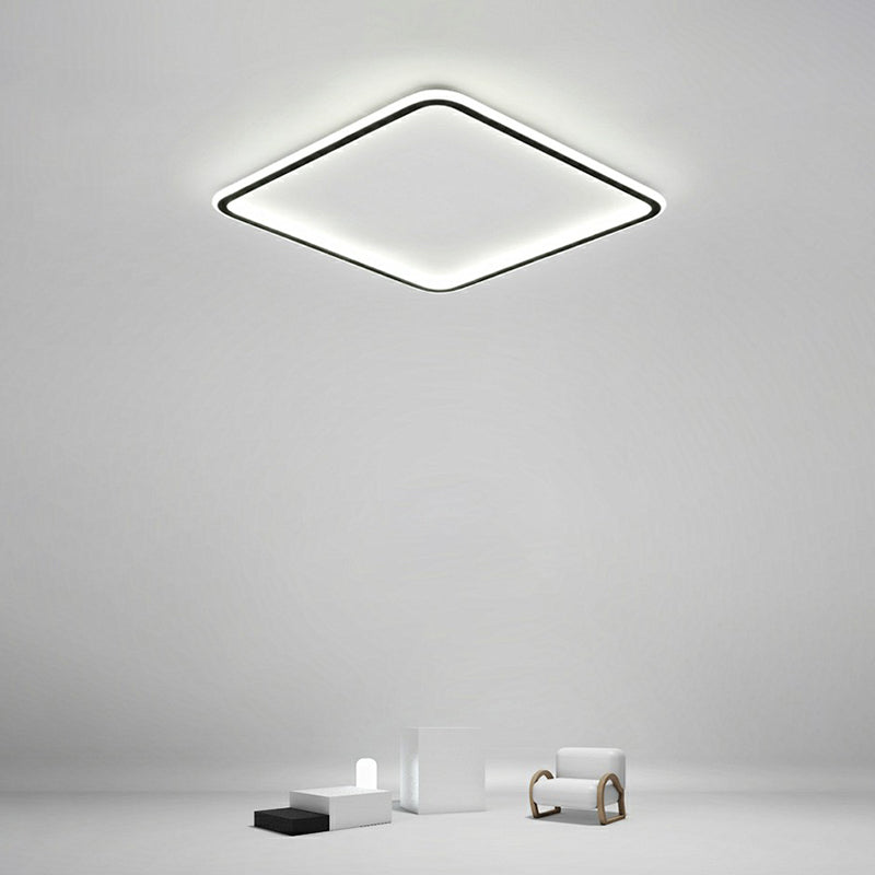 Minimalist Black Square Led Flush Ceiling Lamp - Ultrathin Acrylic Bedroom Light Fixture / 16 Third
