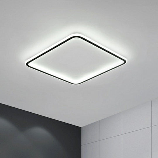 Minimalist Black Square Led Flush Ceiling Lamp - Ultrathin Acrylic Bedroom Light Fixture / 16 White