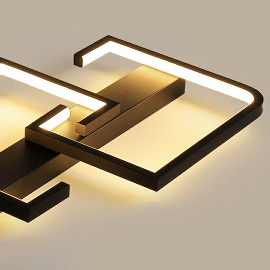 Minimalist Black C - Shaped Ceiling Light Flush Mount Lamp For Corridors