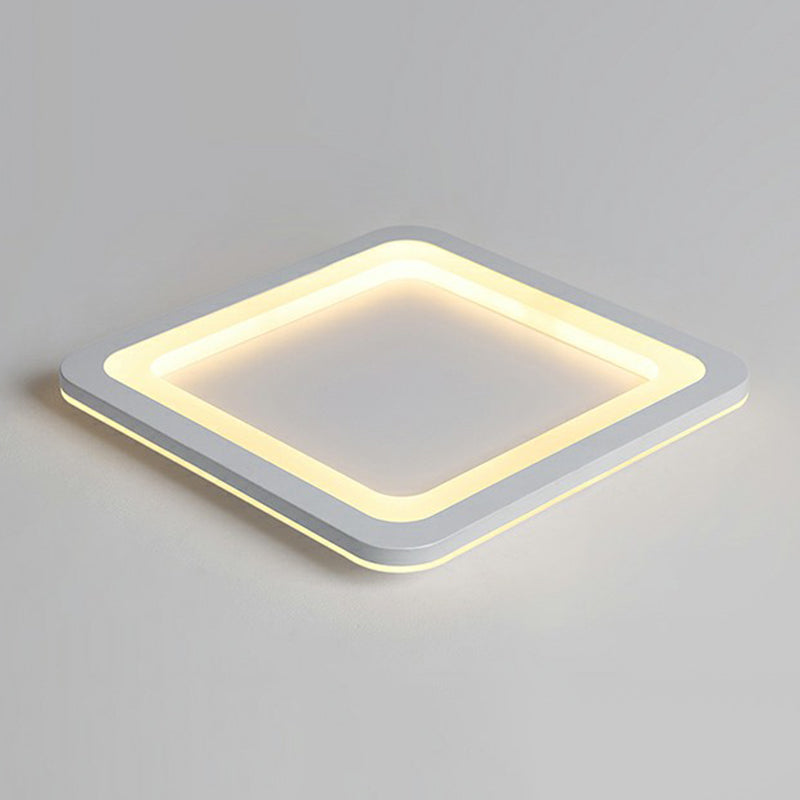 Minimalistic Acrylic Led Ceiling Light: White Square Ultrathin Flush Mount Lamp For Bedroom / 10’