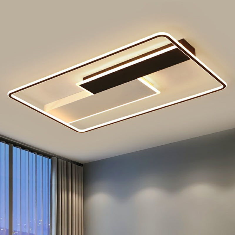 Minimalistic Black-White Metal Flushmount Led Ceiling Light / 37.5