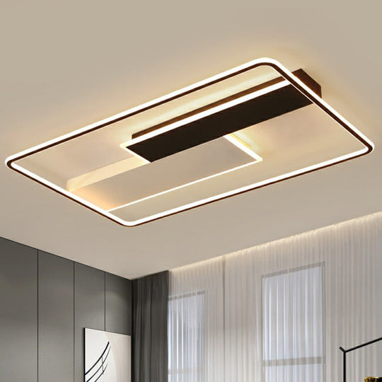 Minimalistic Black - White Metal Flushmount Led Ceiling Light