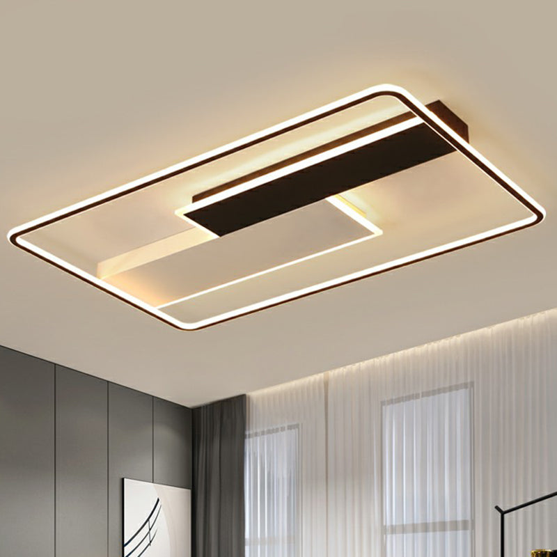 Minimalistic Black-White Metal Flushmount Led Ceiling Light