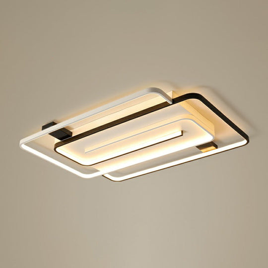 Sleek Acrylic Rectangle Led Flushmount Ceiling Light Fixture - Simplicity Black & White Black -