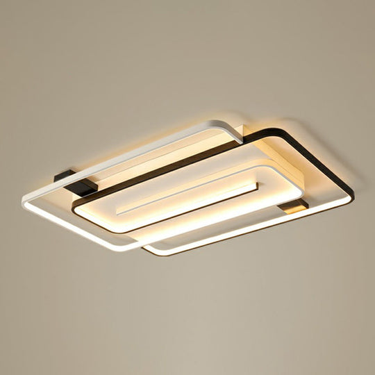 Sleek Acrylic Rectangle Led Flushmount Ceiling Light Fixture - Simplicity Black & White Black -