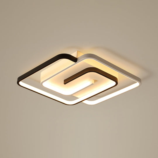 Sleek Acrylic Rectangle Led Flushmount Ceiling Light Fixture - Simplicity Black & White Black -