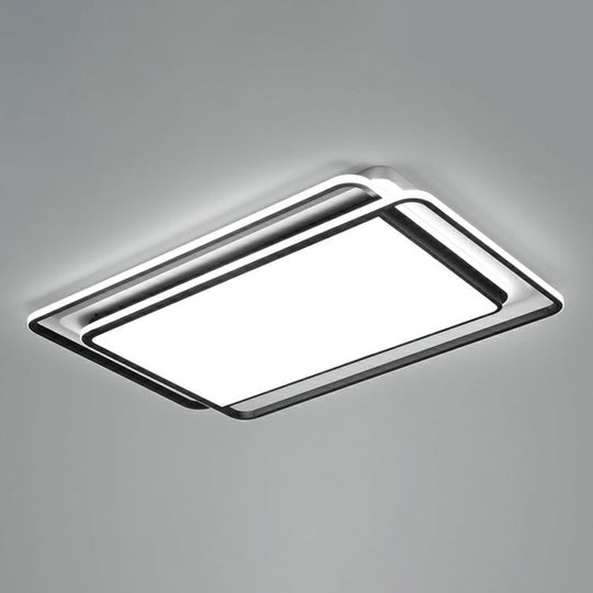 Contemporary Black - White Led Ceiling Light For Living Room - Acrylic Flush Mount Fixture / 42.5’