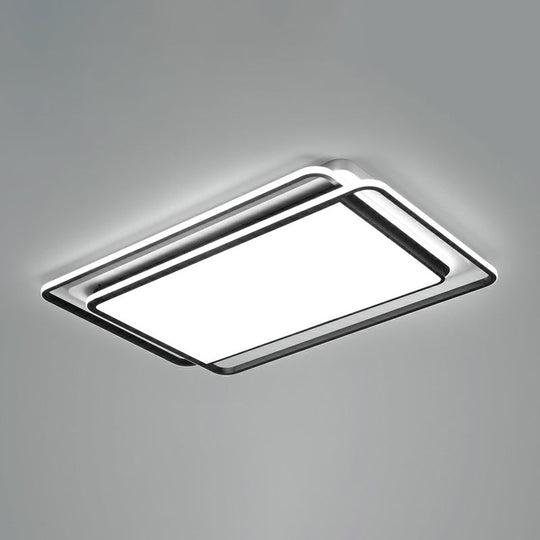 Contemporary Black-White Led Ceiling Light For Living Room - Acrylic Flush Mount Fixture / 35.5