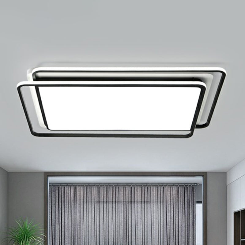 Contemporary Black - White Led Ceiling Light For Living Room - Acrylic Flush Mount Fixture
