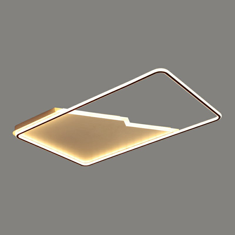 Simplicity Acrylic Rectangle Flush Mount Led Light - White Ceiling Fixture For Bedroom / 37.5 Warm