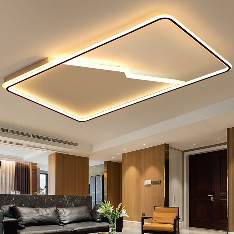 Simplicity Acrylic Rectangle Flush Mount Led Light - White Ceiling Fixture For Bedroom