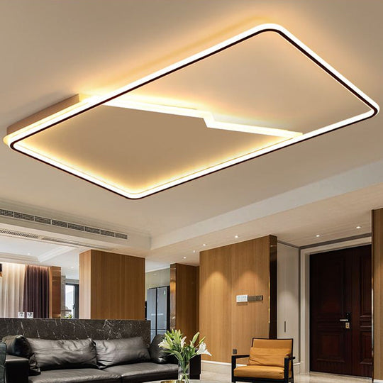 Simplicity Acrylic Rectangle Flush Mount Led Light - White Ceiling Fixture For Bedroom