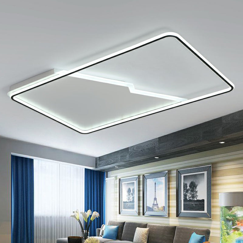 Simplicity Acrylic Rectangle Flush Mount Led Light - White Ceiling Fixture For Bedroom