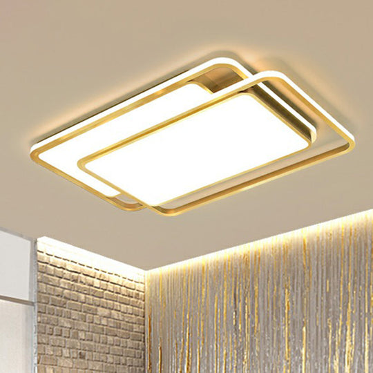 Acrylic Led Flush Ceiling Light - Contemporary Gold Flush - Mount Fixture For Living Room