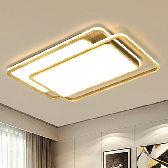 Acrylic Led Flush Ceiling Light - Contemporary Gold Flush-Mount Fixture For Living Room