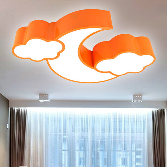 Acrylic Cloud And Moon Nursery Ceiling Light Fixture For Kindergarten Nursing Room Orange / 26’