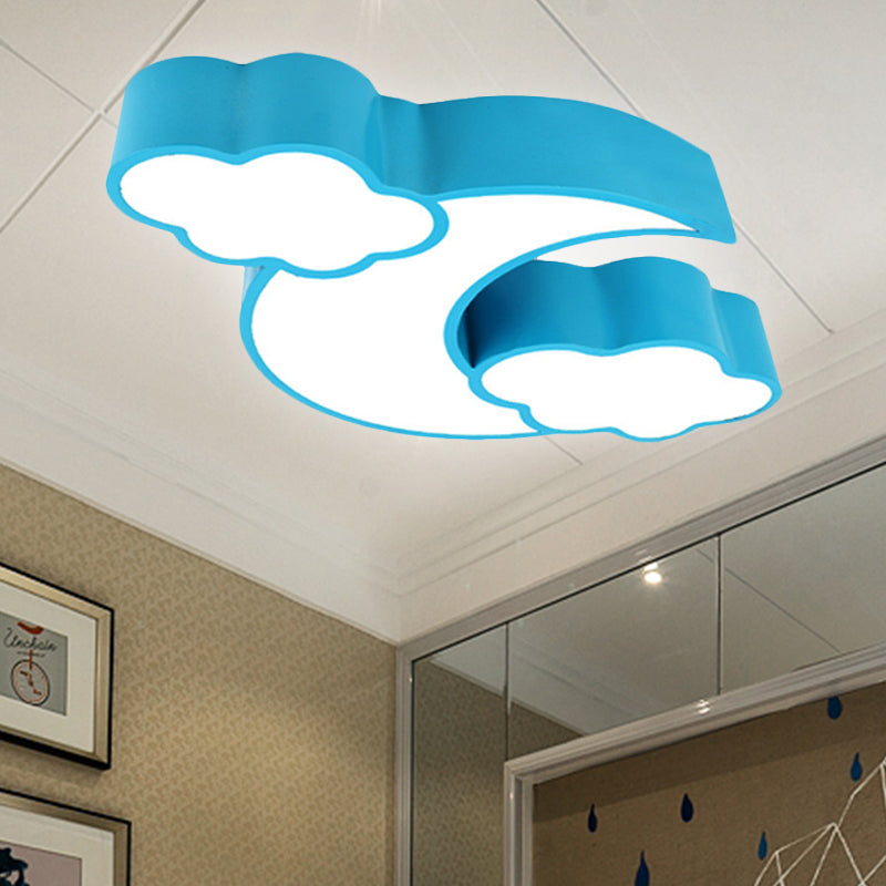 Acrylic Cloud And Moon Nursery Ceiling Light Fixture For Kindergarten Nursing Room